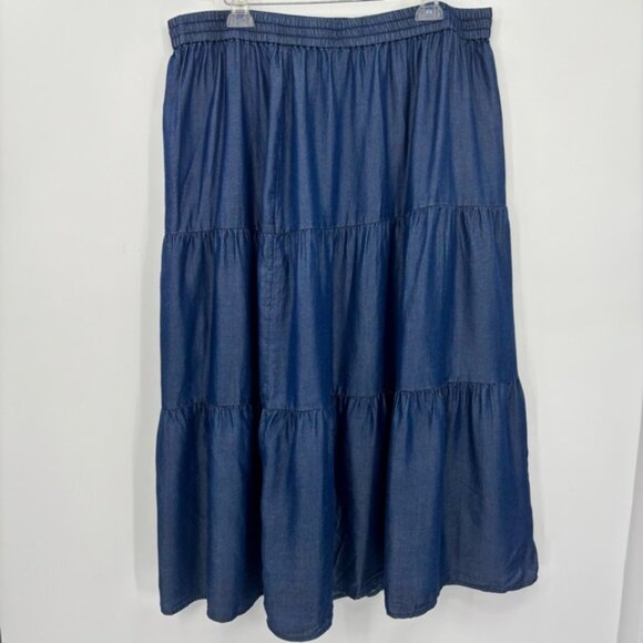 Laura Plus New Plus Size Tier Tencel Denim Midi Skirt Size 22 - Picture 5 of 10